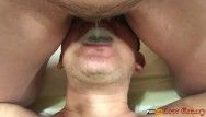 Pissing in mans mouth, take up with the tongue hirsute cunt after pee